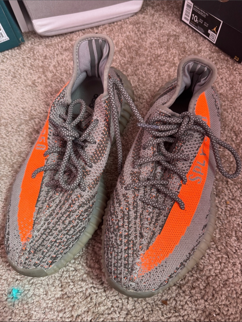 Yeezy Adidas Men/Women Gray & Orange Sneakers